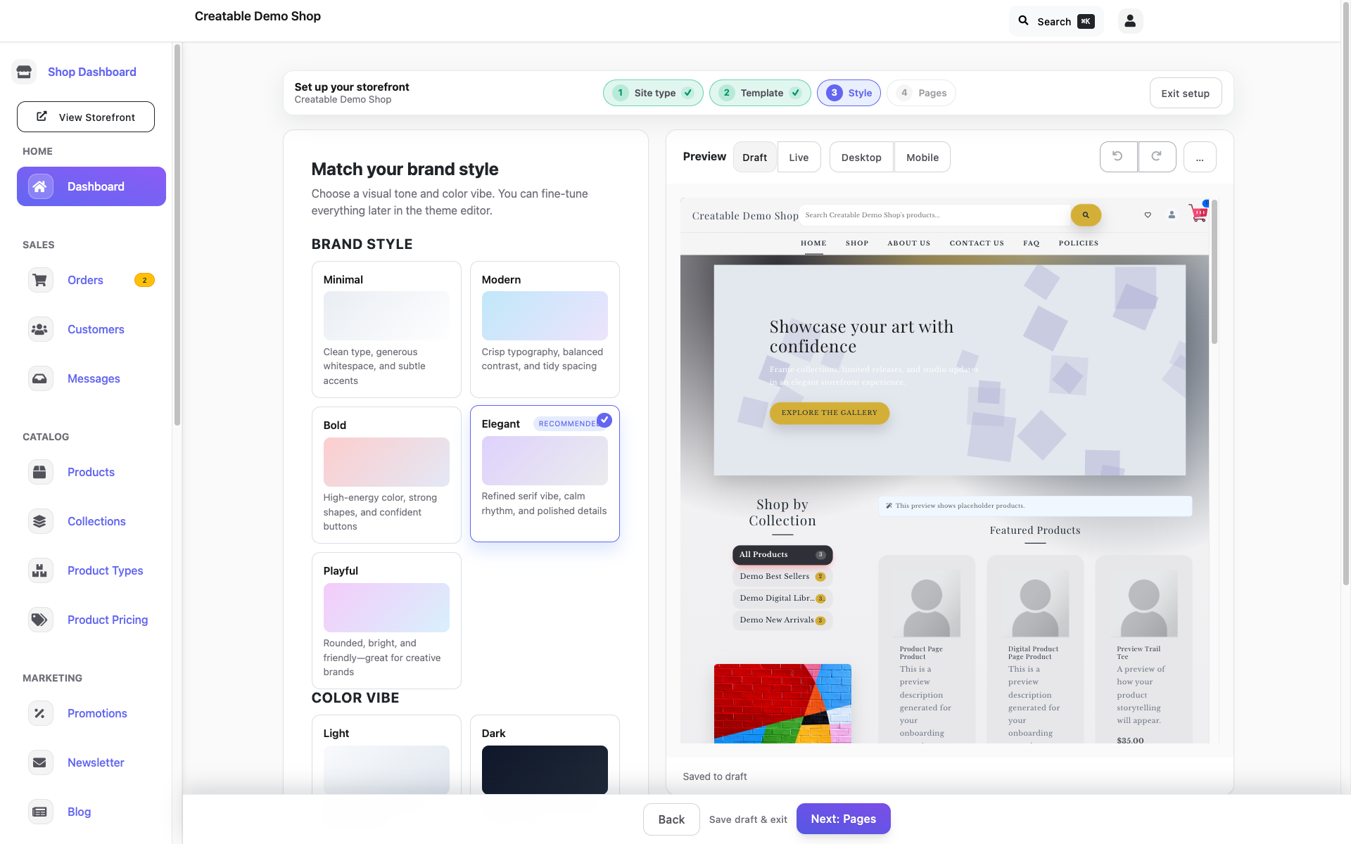 Site Customizer Screenshot