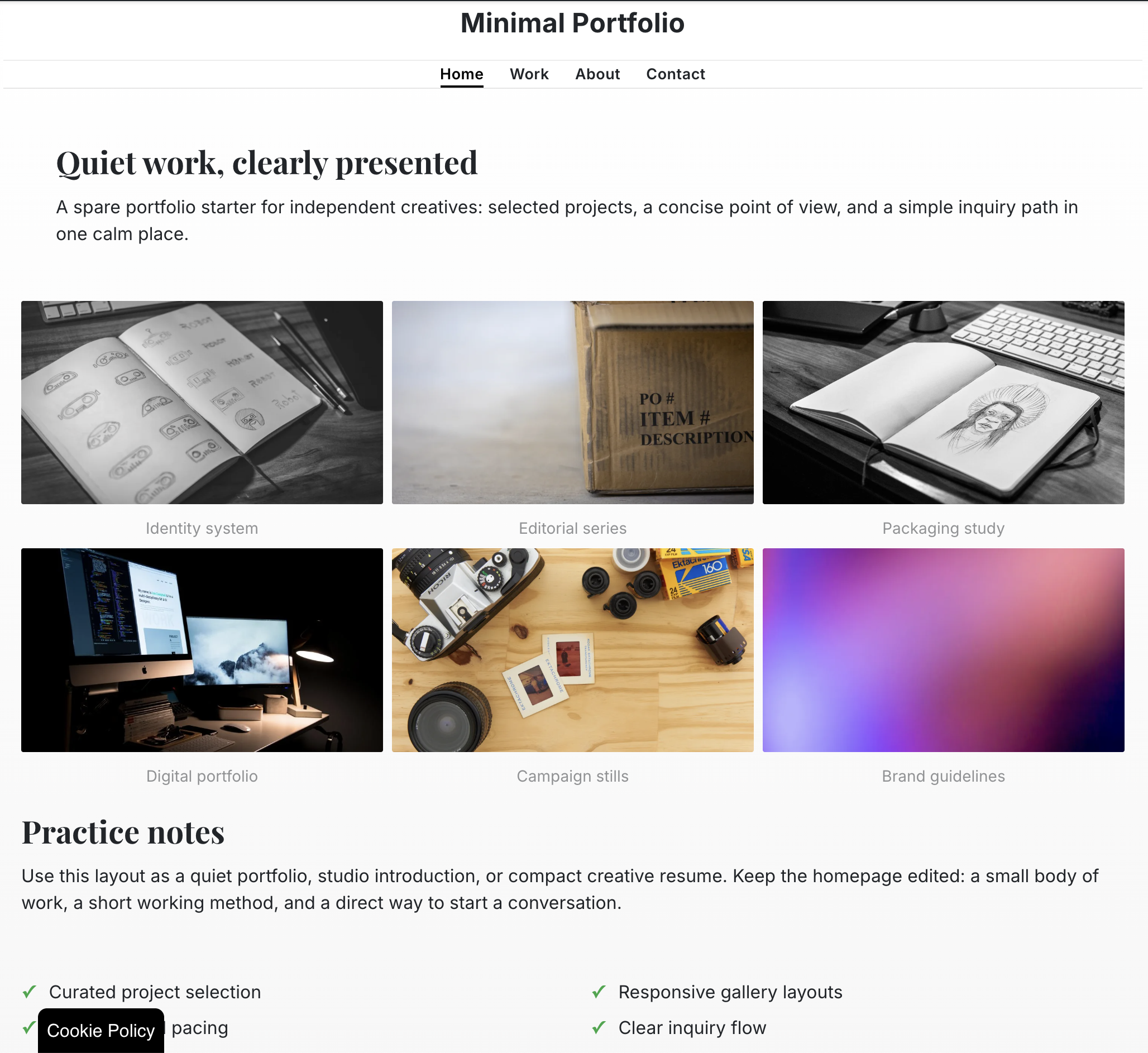 Minimal portfolio starter site screenshot