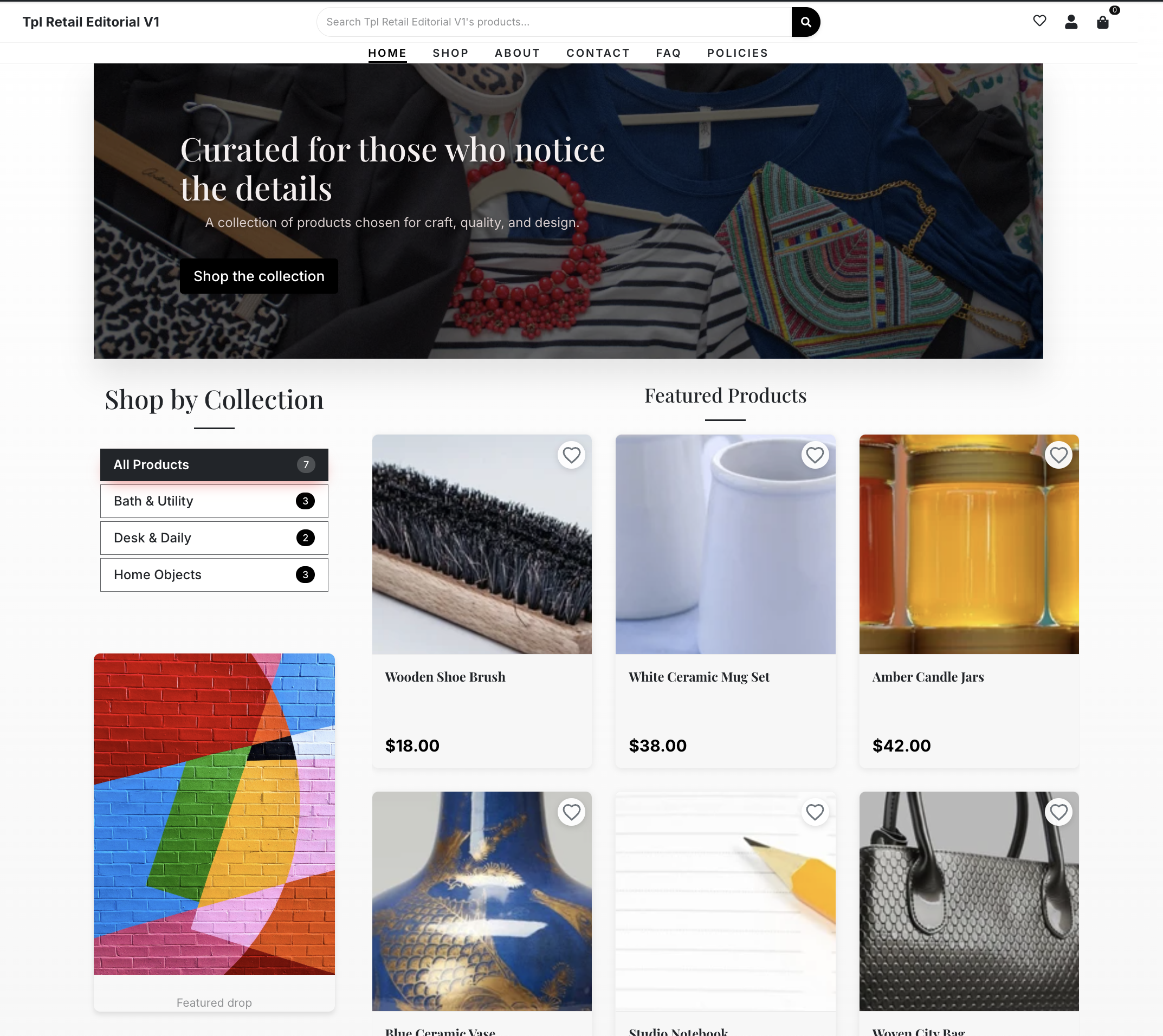 Editorial retail starter site screenshot