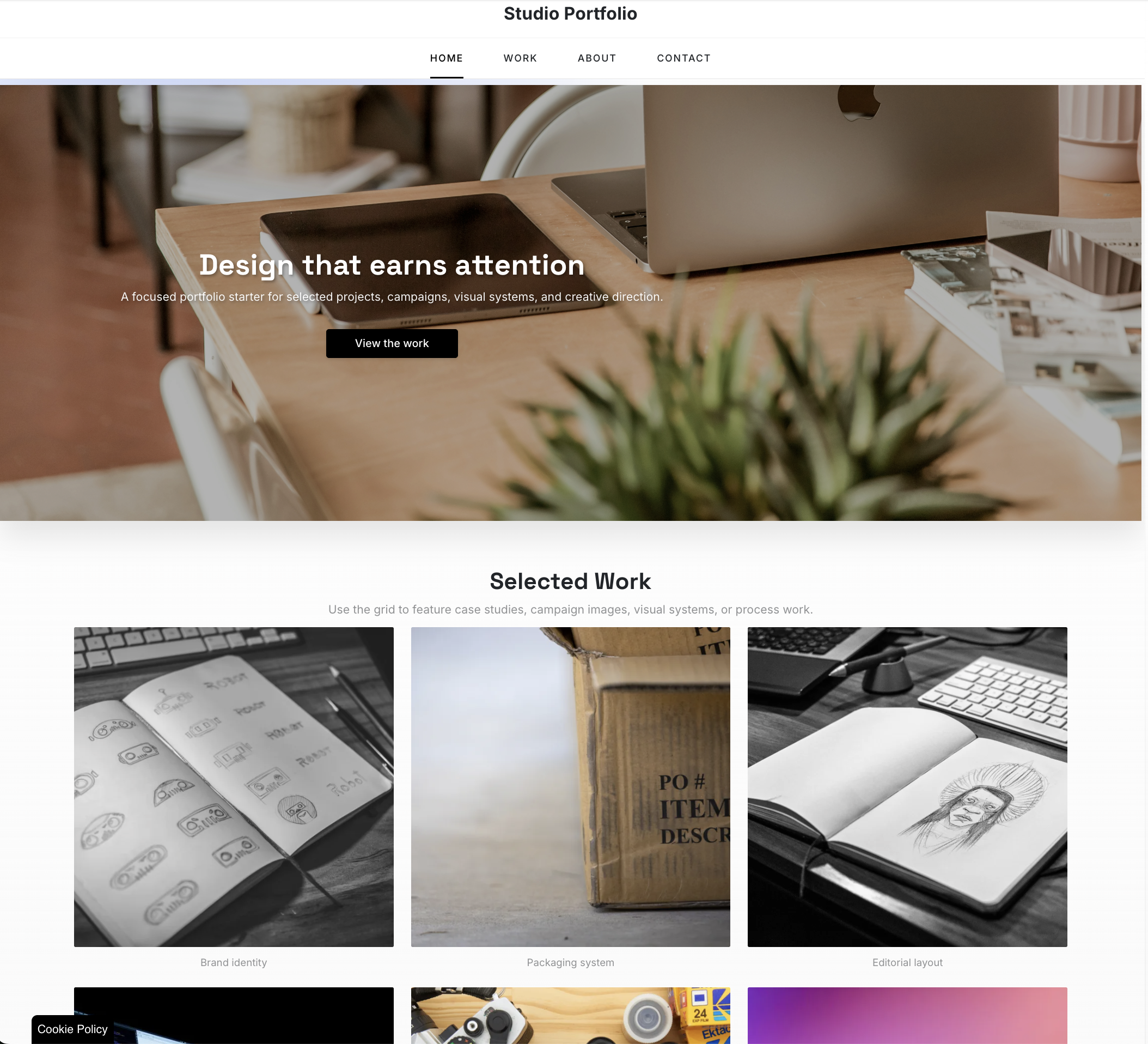 Studio portfolio starter site screenshot
